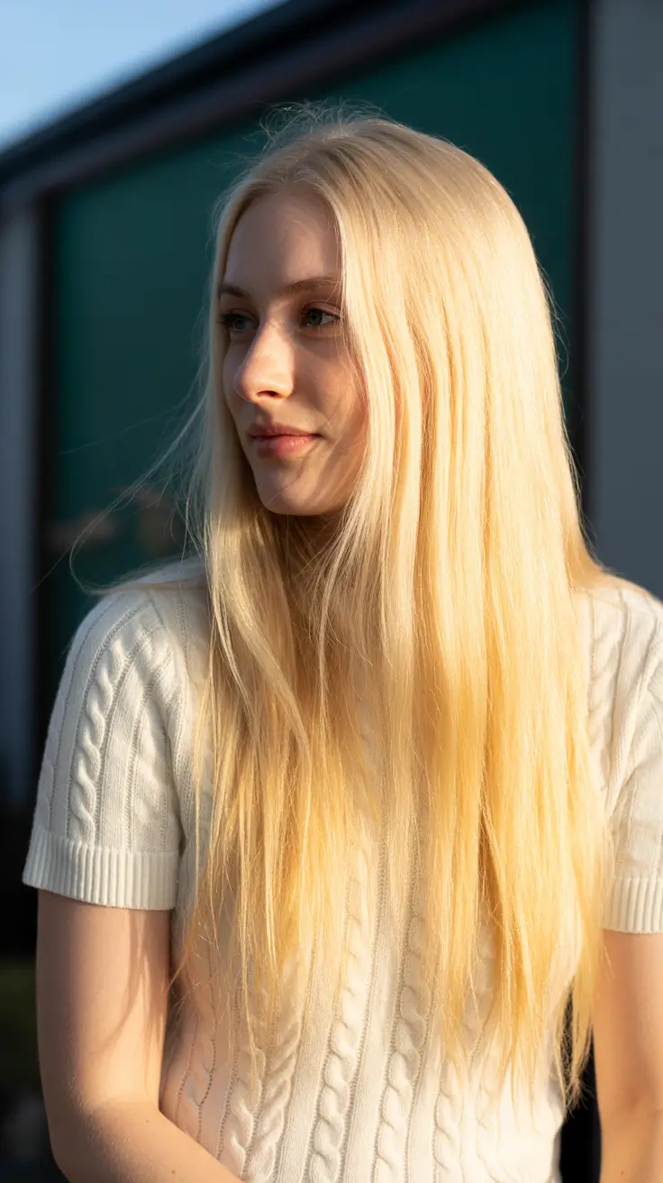 winter haircuts for round faces 2025-2026 Butter Blonde Simplicity