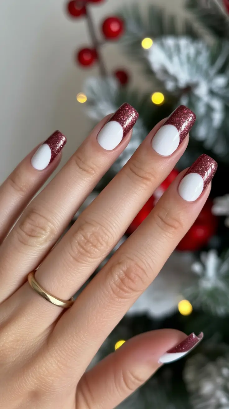 Winter 2025-2026 Short Gel Nails Pink Sparkles