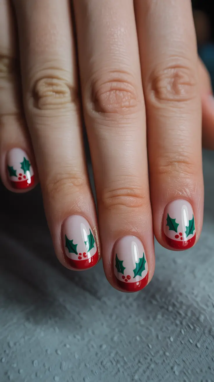 Holly French Tips Short Gel Nails