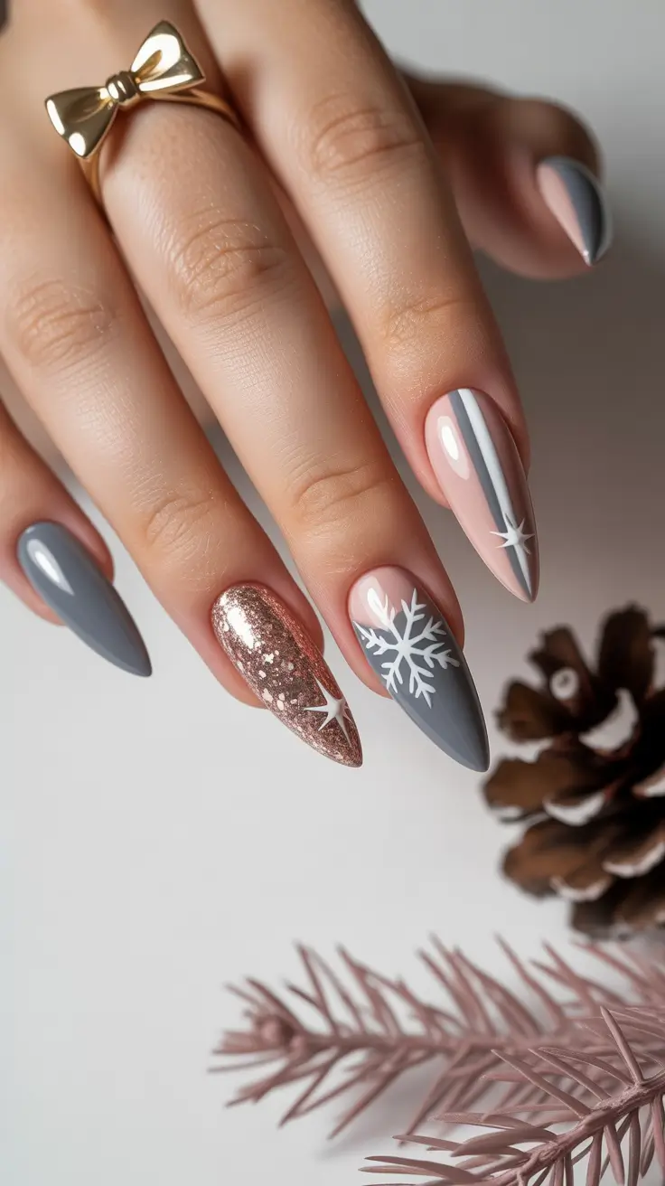 winter acrylic nails design and color ideas 2025-2026 Champagne Twilight