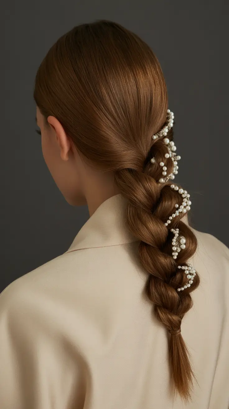 winter formal hairstyles 2025-2026 Twisted Pearl Elegance