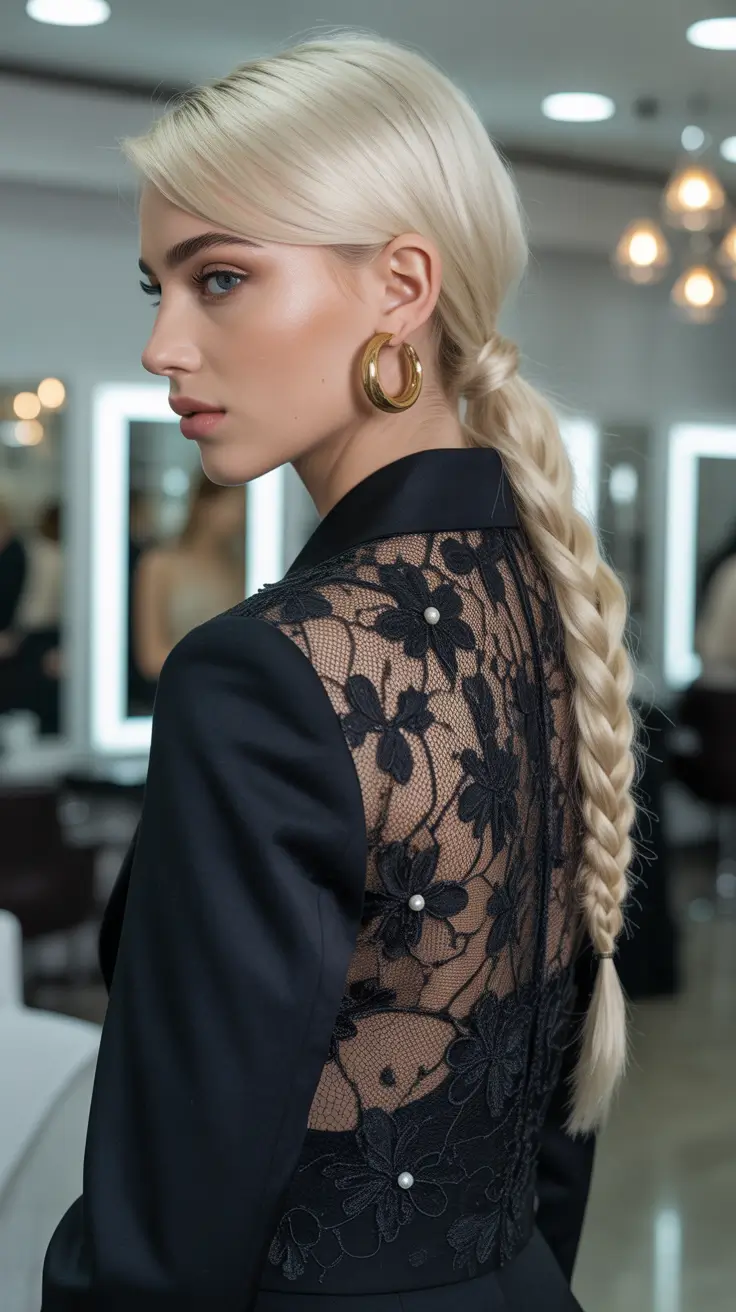 winter formal hairstyles 2025-2026 Elegant Braided Pony