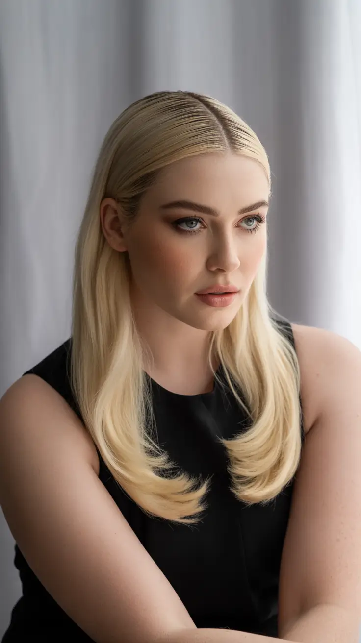 Winter Haircuts for Plus Size Women 2025-2026 Sleek Straight with Subtle Ends