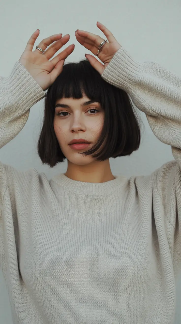 Winter Haircuts for Plus Size Women 2025-2026 Classic Bob with Chic Bangs