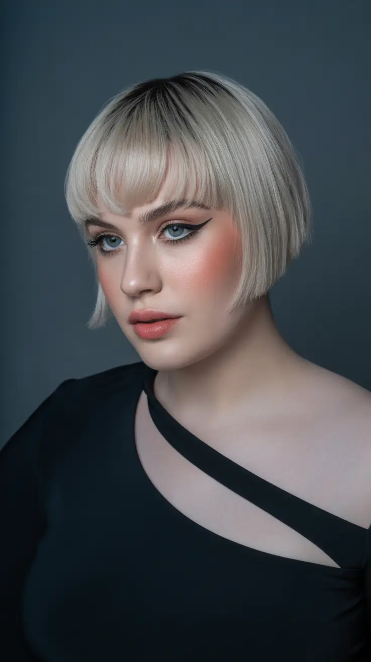 Winter Haircuts for Plus Size Women 2025-2026 Polished Short Blonde Bob
