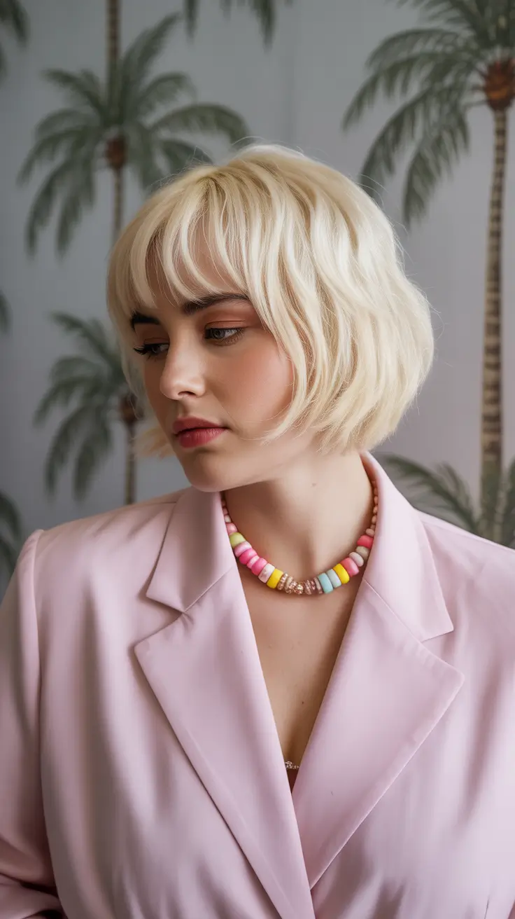 Winter Haircuts for Plus Size Women 2025-2026 Playful Short Bob with Fringe
