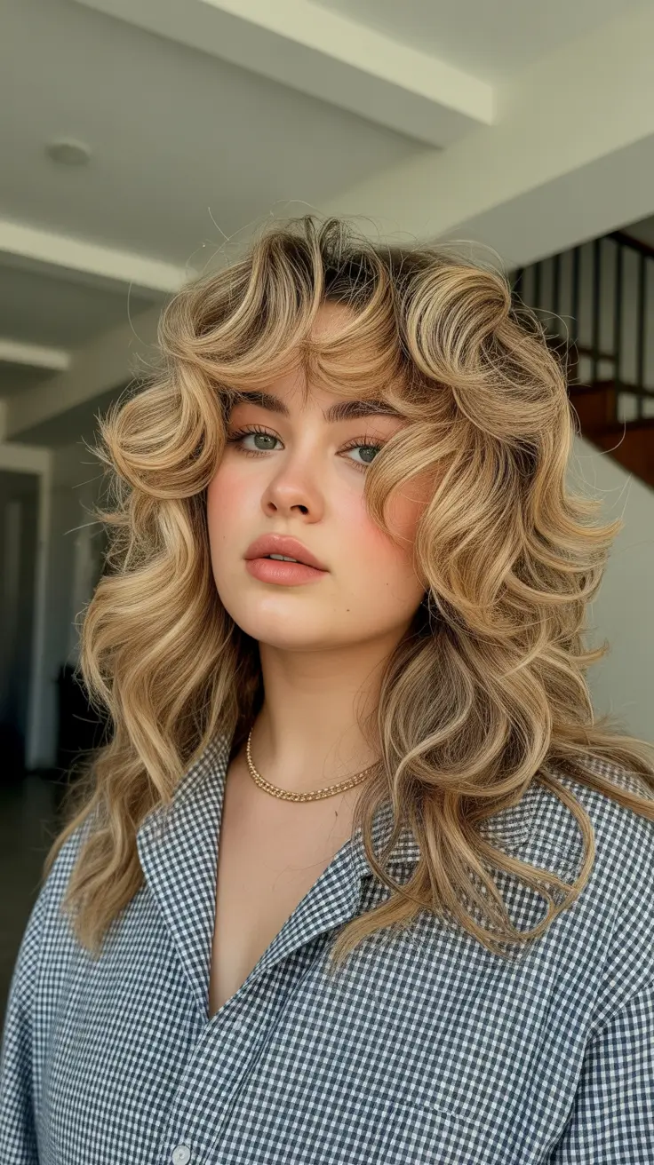 Winter Haircuts for Plus Size Women 2025-2026 Voluminous Shag with Butterfly Layers