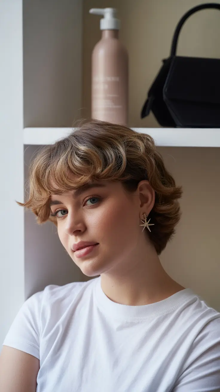 Winter Haircuts for Plus Size Women 2025-2026 Playful Short Choppy Cut with Bangs