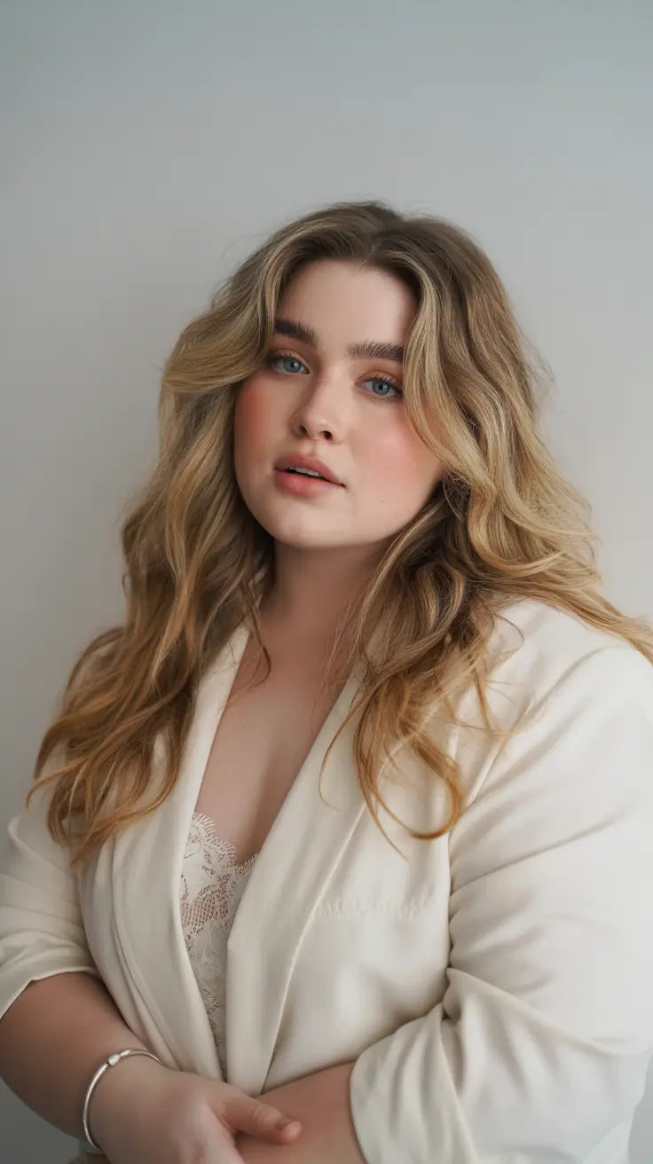 Winter Haircuts for Plus Size Women 2025-2026 Romantic Medium Length Waves