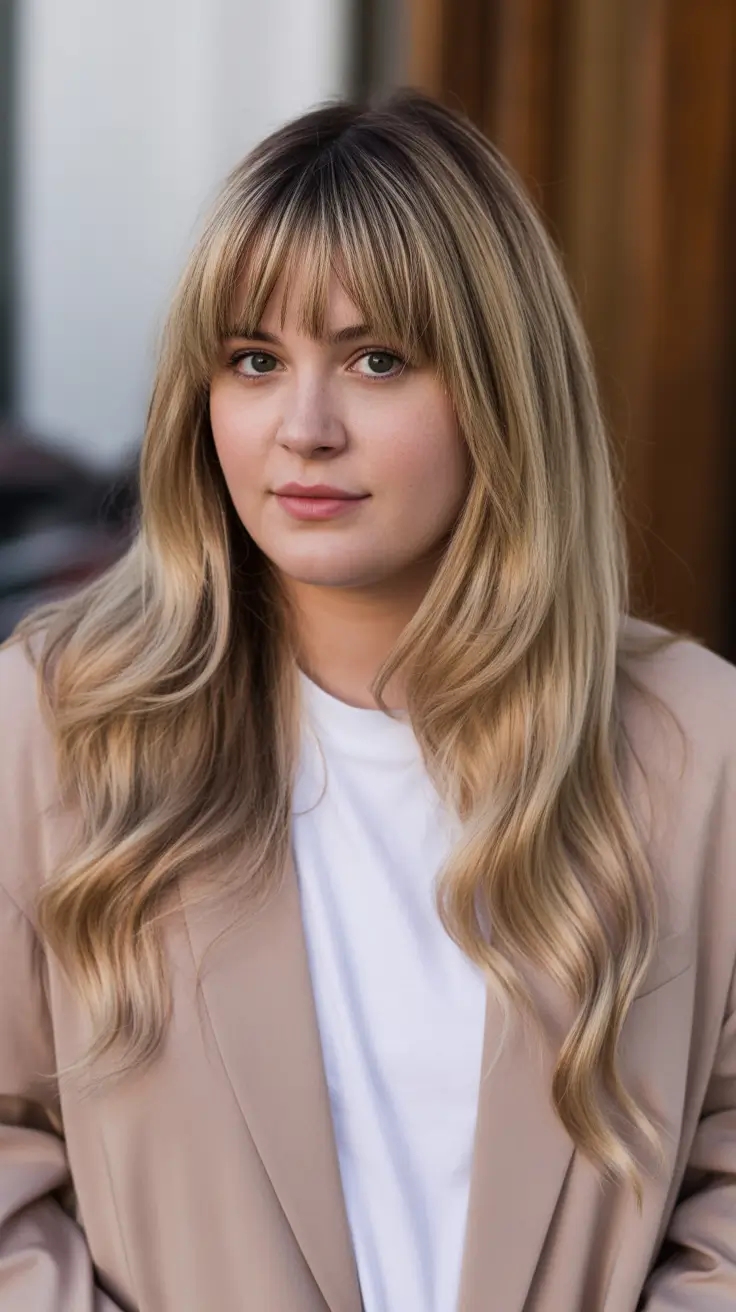 Winter Haircuts for Plus Size Women 2025-2026 Classic Long with Bangs