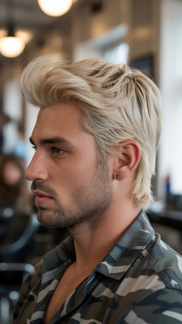 winter haircuts for men 2025-2026 Soft Blonde Mullet Revival