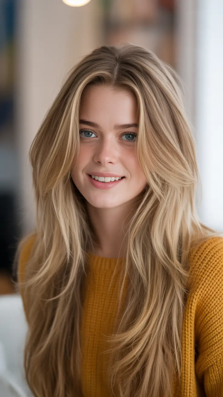 winter haircuts 2025-2026 Feathered Blonde Layers