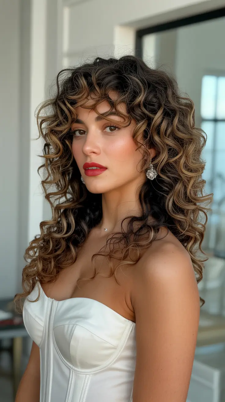 winter haircuts 2025-2026 Romantic Caramel Curls