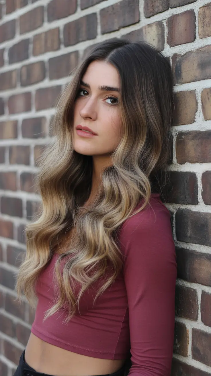 winter haircuts 2025-2026 Smoky Balayage Waves