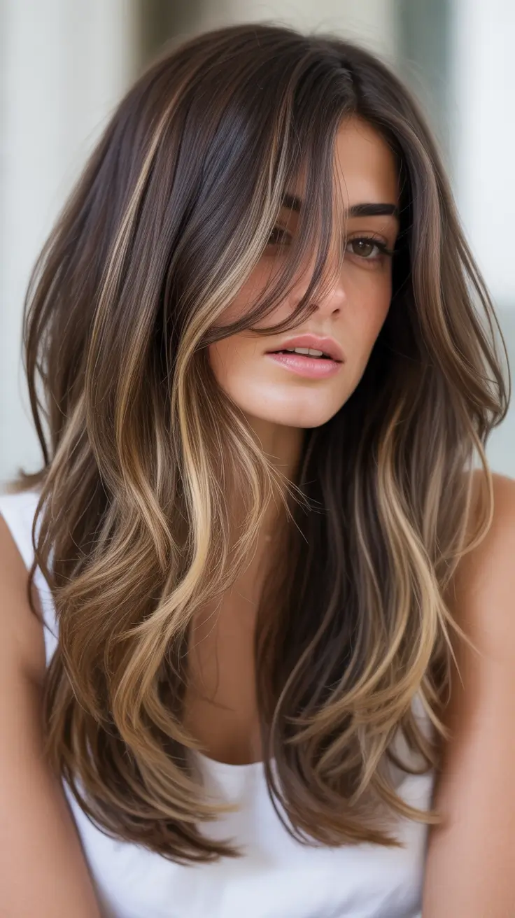 winter haircuts 2025-2026 Soft Espresso Layers with Face Framing