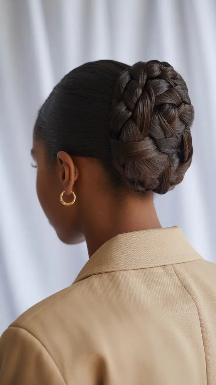 winter hairstyles for black women 2025-2026 Intricate Braided Bun