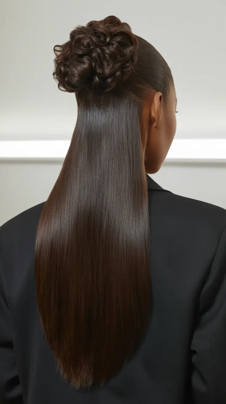 winter hairstyles for black women 2025-2026 Textured Half-Up Bun