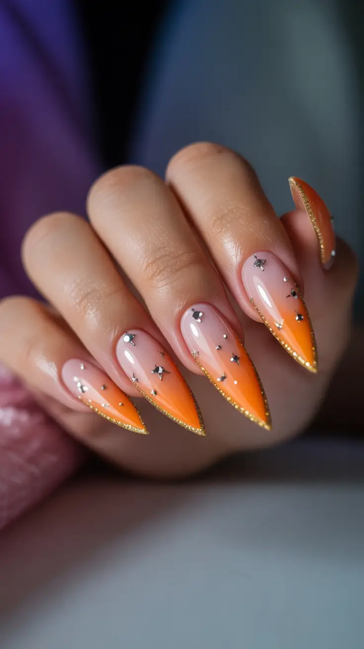 Winter nail designs 2025-2026 Golden Tangerine Glow