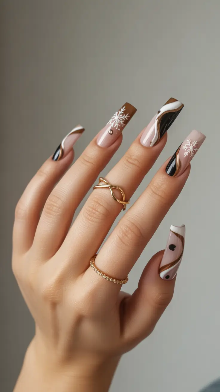 Winter nail designs 2025-2026 Mocha Swirl Sophistication