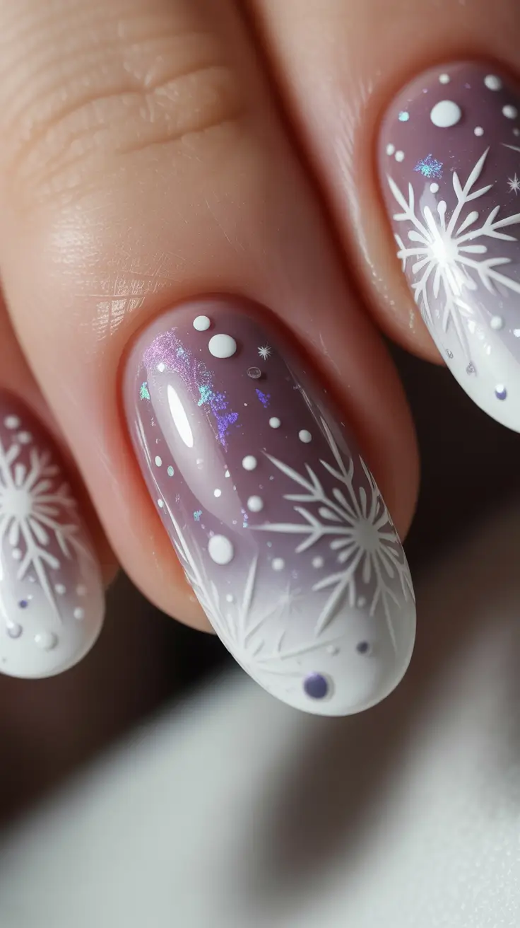 Winter Nail Colors and Designs Ideas 2025–2026 Lavender Snowfall