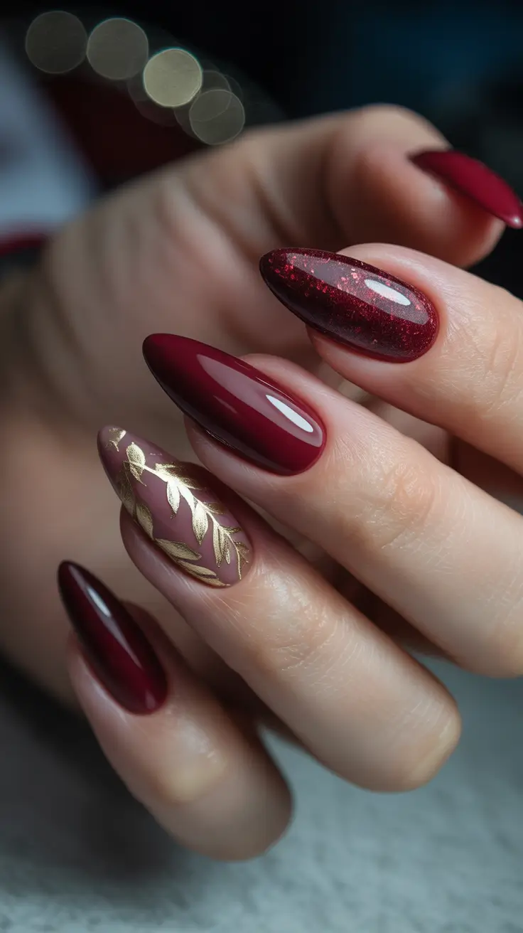 Winter Nail Inspo 2025-2026 Golden Cabernet Layers