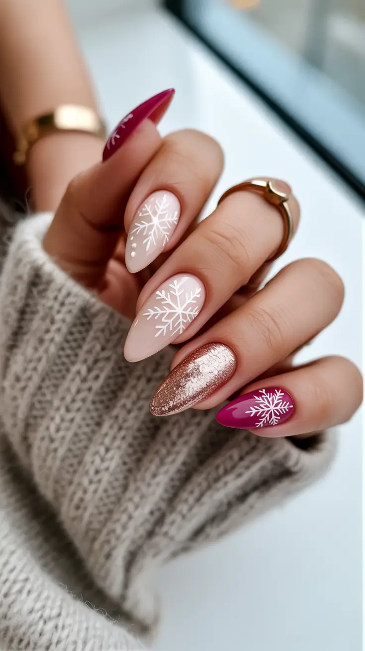Winter Nail Inspo 2025-2026 Frosted Rose Harmony