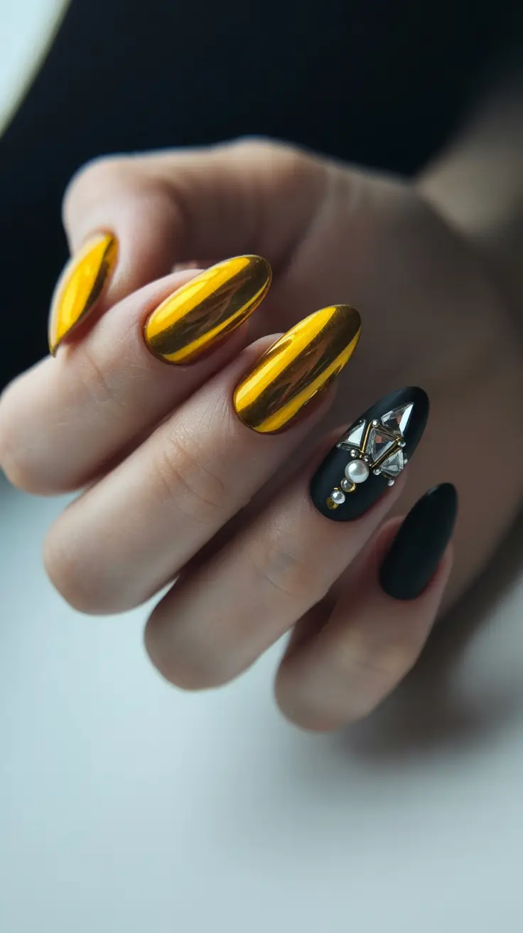 Winter Nail Inspo 2025-2026 Golden Eclipse
