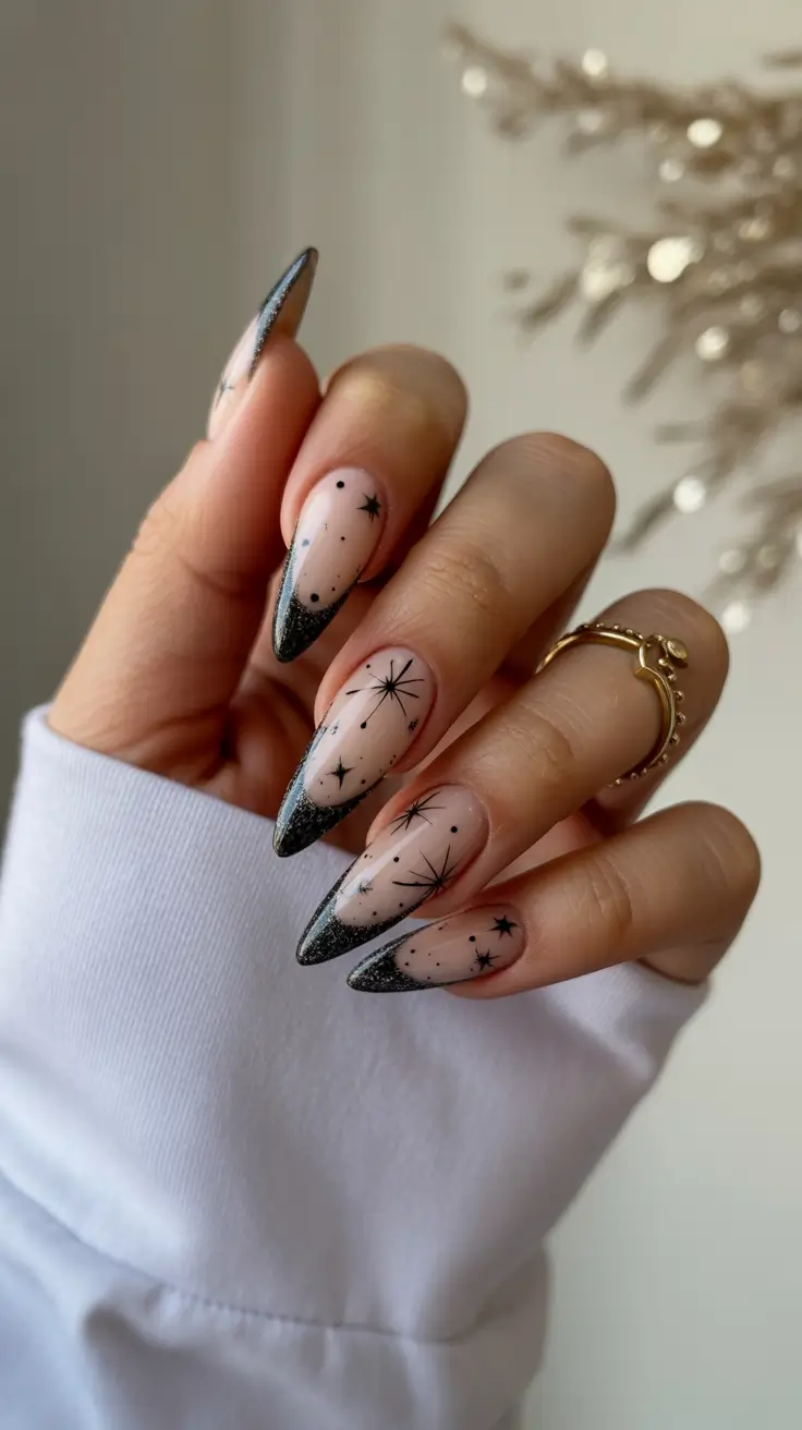 Winter Nail Inspo 2025–2026 Starry Night French