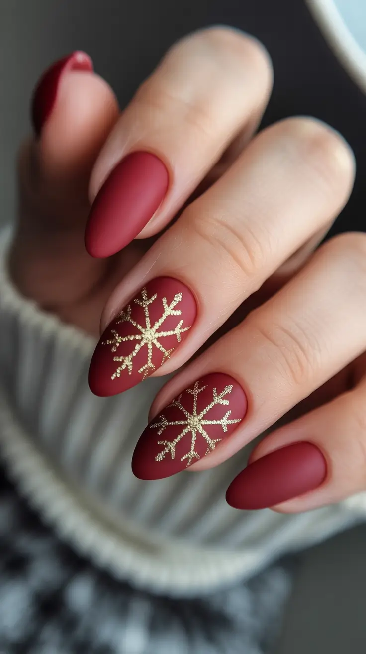 winter nails 2025-2026 Velvet Snowflakes