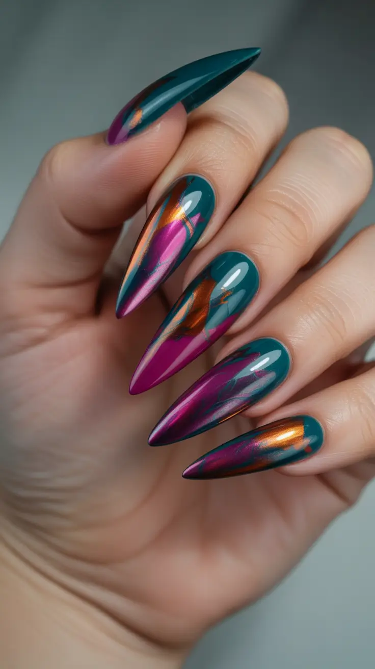 winter nails 2025-2026 Holographic Aurora