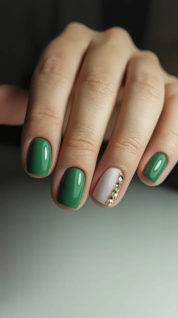 winter-nails-new-color-trends-ideas-2025-2026-Emerald-Allure-with-a-Hint-of-Gold