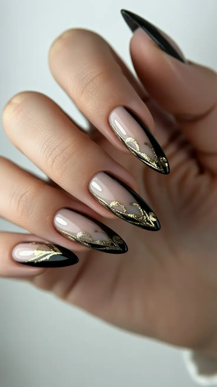 winter-nails-new-color-trends-ideas-2025-2026-Midnight-Gold-French