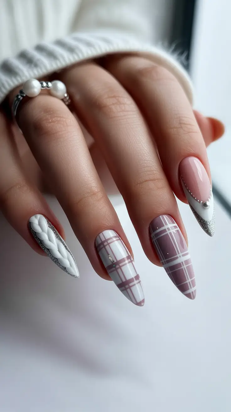 Winter Nails 2025 2026 Cozy Plaid Layers