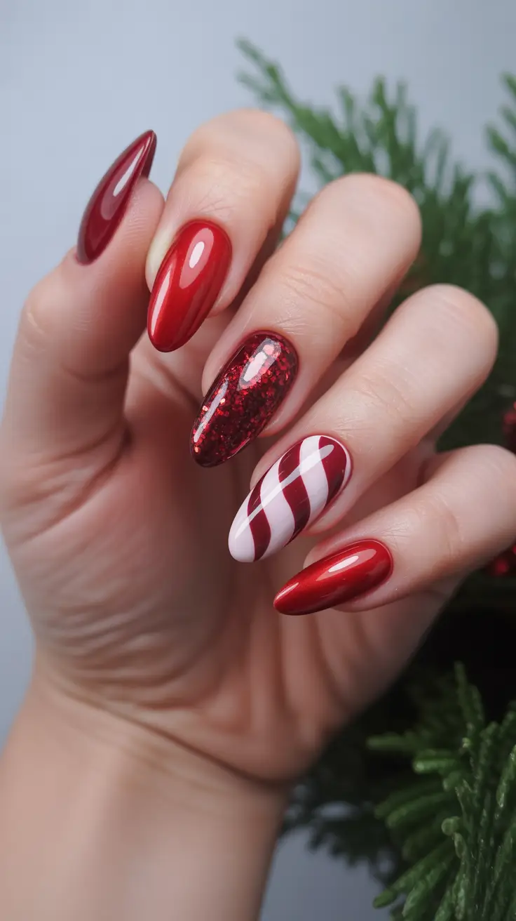 Winter Nails 2025 2026 Candy Cane Crush