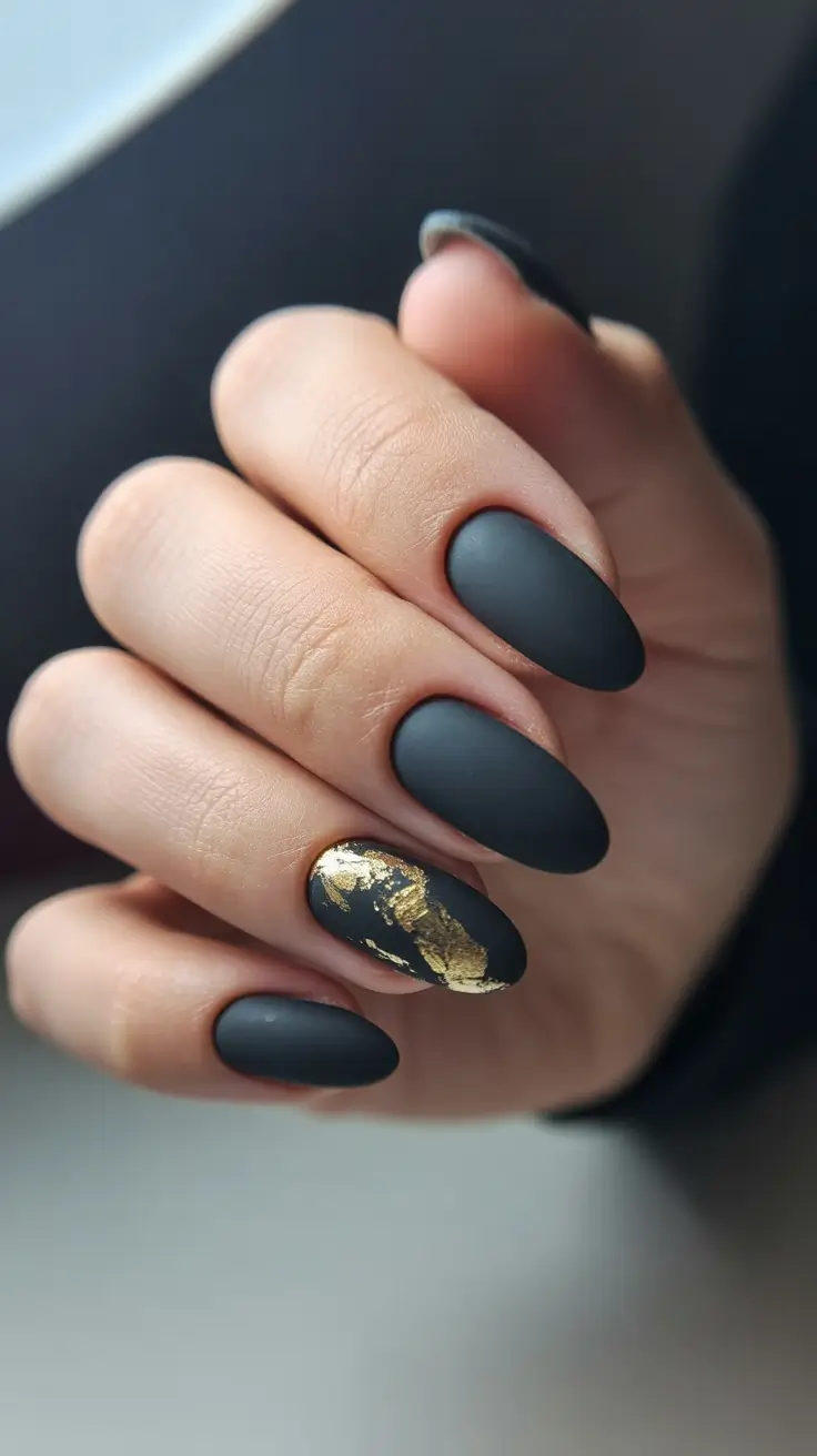 winter-nails-new-color-trends-ideas-2025-2026-Matte-Black-with-Golden-Veins