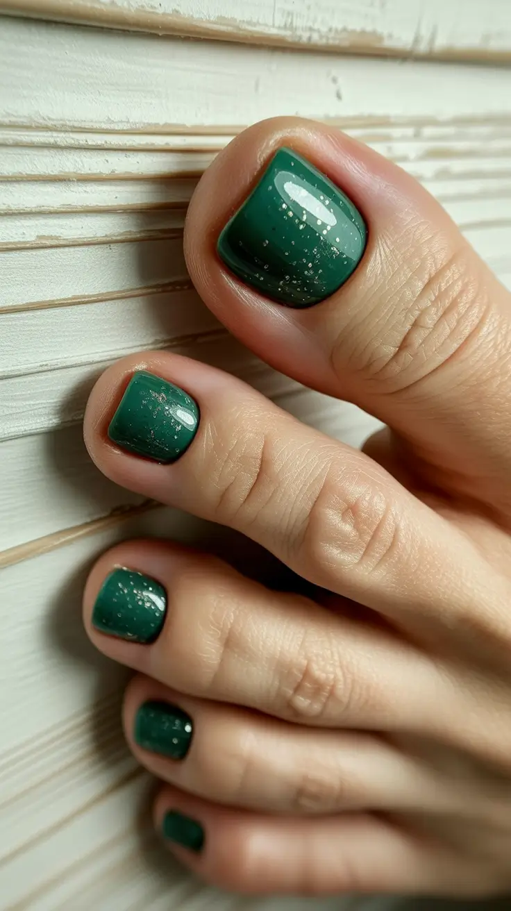 winter nails toe design and color 2025 2026 Emerald Whispers