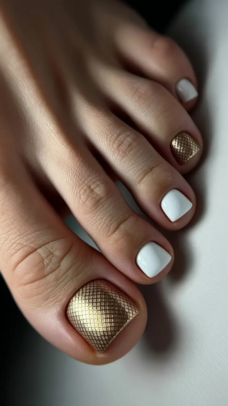 winter nails toe design and color 2025 2026 Golden Lattice