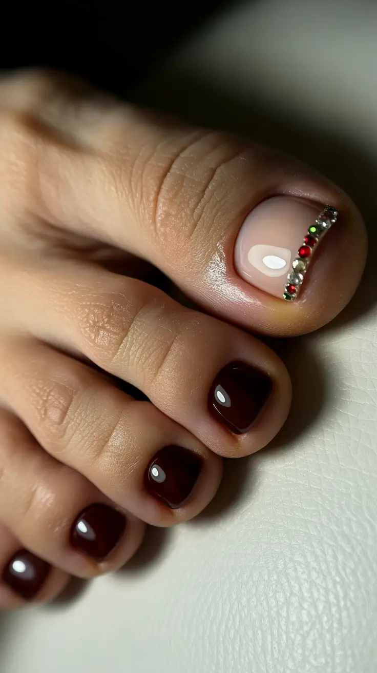 winter nails toe design and color 2025 2026 Crimson Elegance