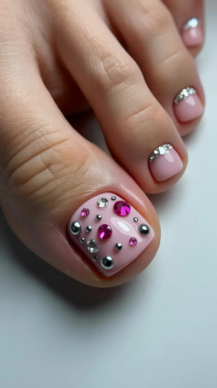 winter nails toe design and color 2025 2026 Pink Gem Fusion