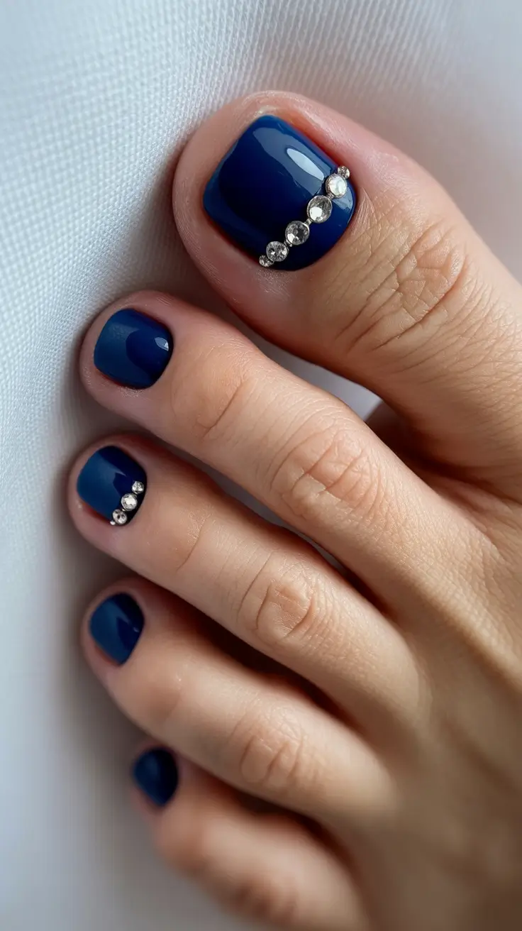 winter nails toe design and color 2025 2026 Midnight Sapphire