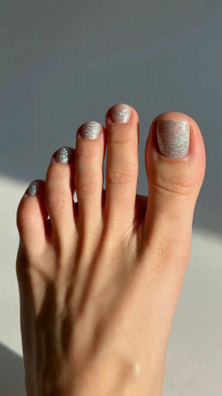 Winter Toe Nails 2025 2026 Crystal Snowlight