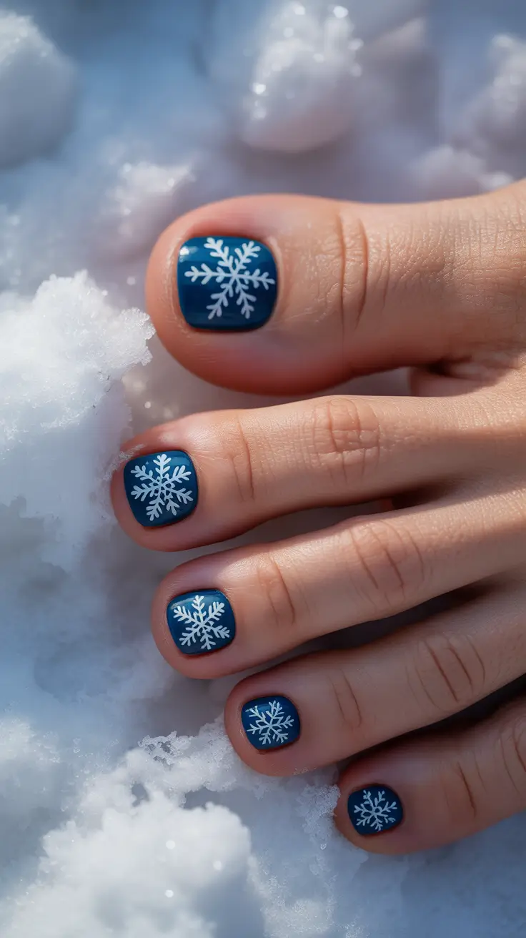 Winter Toe Nails 2025 2026 Snowflake Serenity