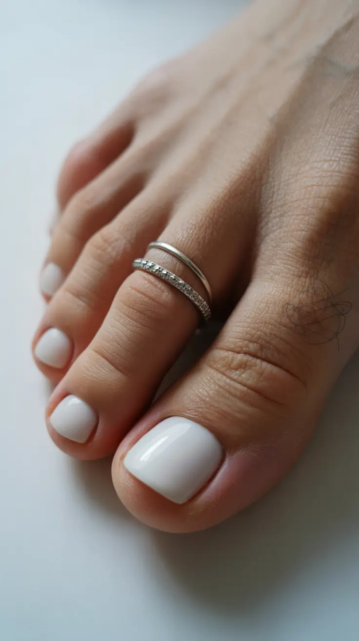 Winter Toe Nails 2025 2026 Ivory Veil