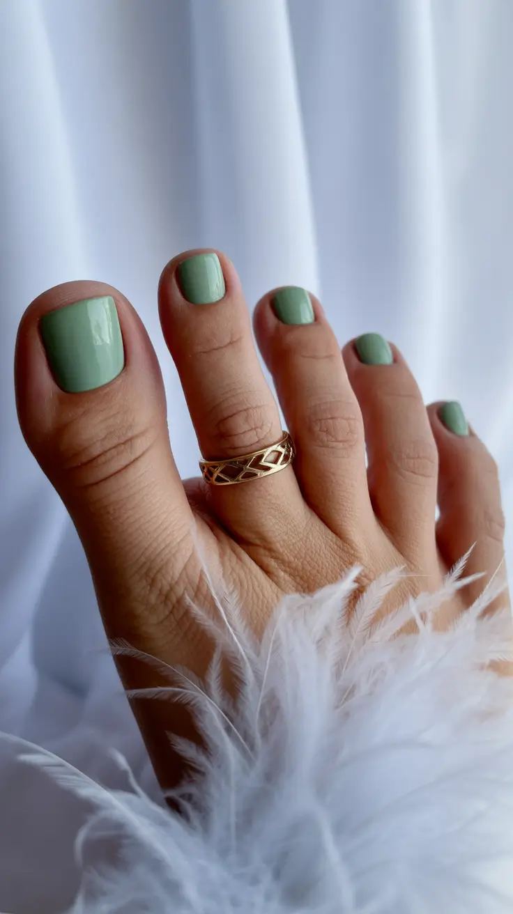 winter nails toe design and color 2025 2026 Mint Serenity