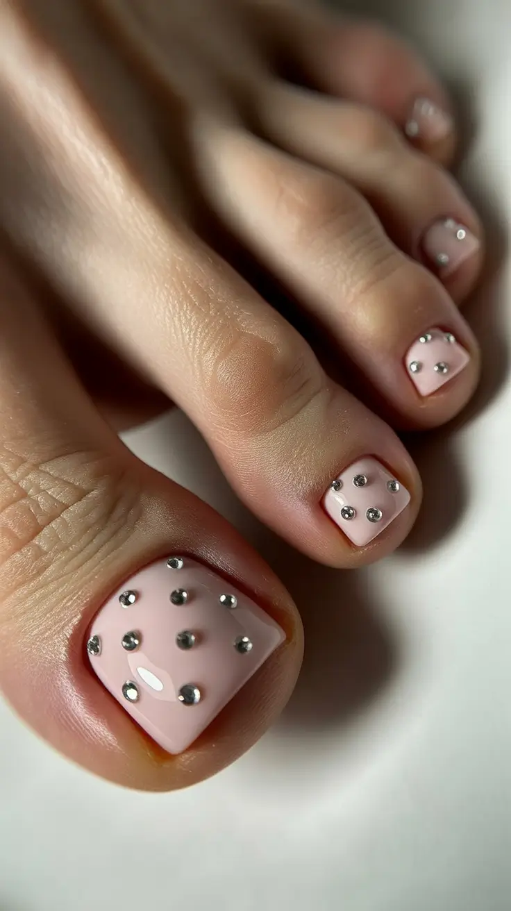 winter nails toe design and color 2025 2026 Frosted Studs
