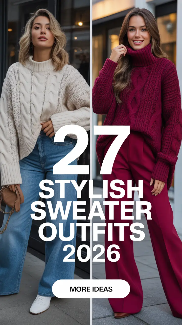 Stylish Sweater Outfits 2026: Cozy, Chic & Colorful Knit Trends to Try This Year