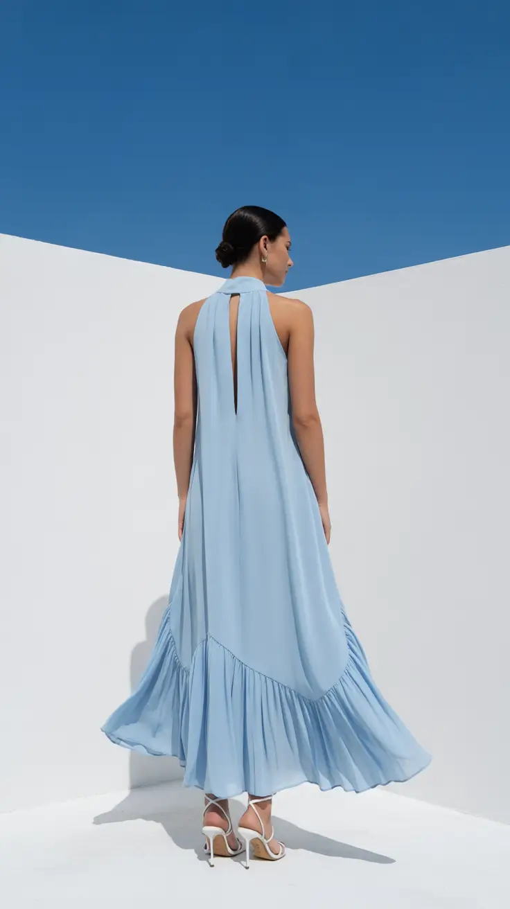 vacation outfits 2026 Blue Halter Flow Under Open Skies