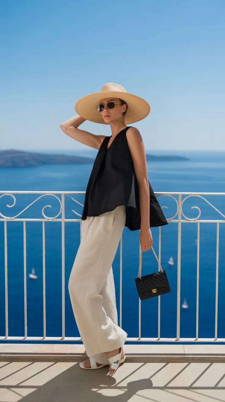 vacation outfits 2026 Cliffside Black and Linen Ease