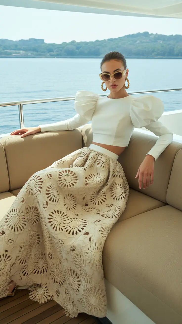 vacation outfits 2026 Puff Sleeve Luxe Along the Coast