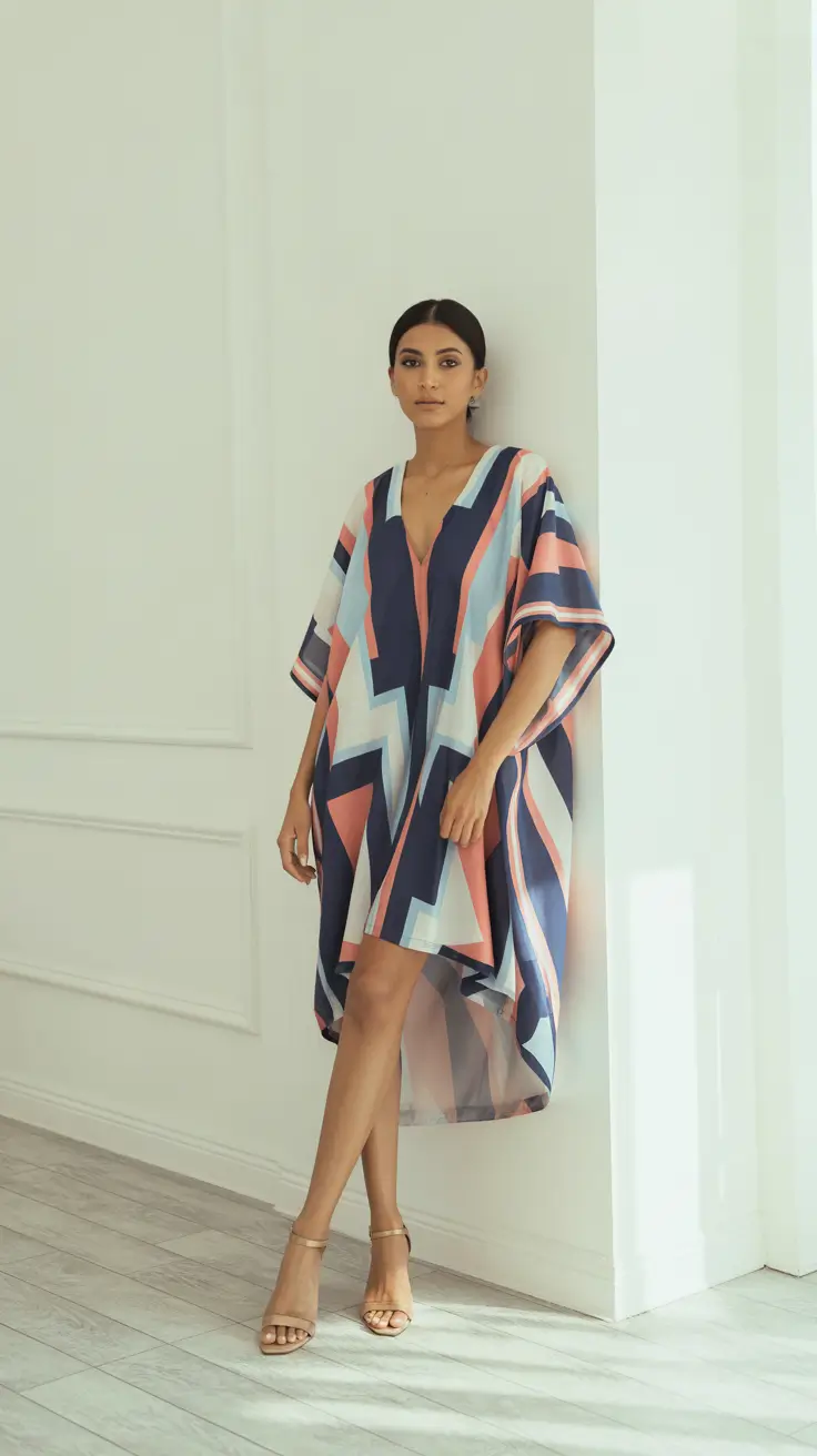 vacation outfits 2026 Geometric Kaftan Energy for Sunlit Spaces